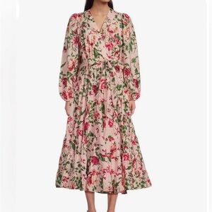 Gibson Latimer Pink Floral Long Sleeve Dress